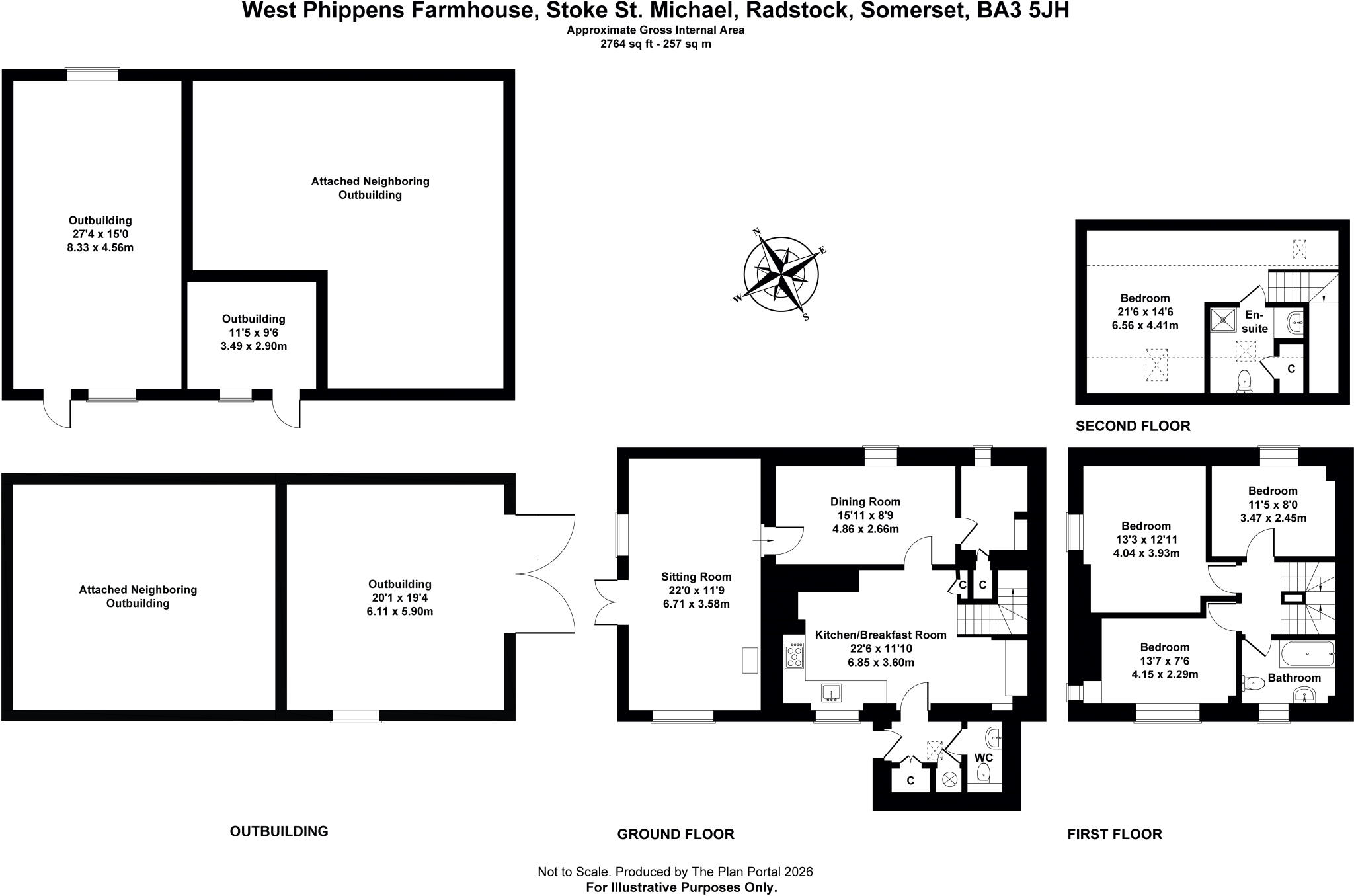 A beautifully positioned four-bedroom farmhouse with paddock, outbuildings and far-reaching countryside views. floorplan
