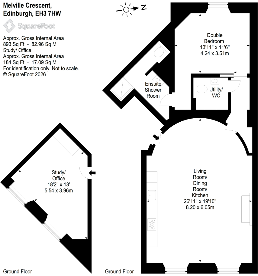 1, Melville Crescent, West End, Edinburgh floorplan
