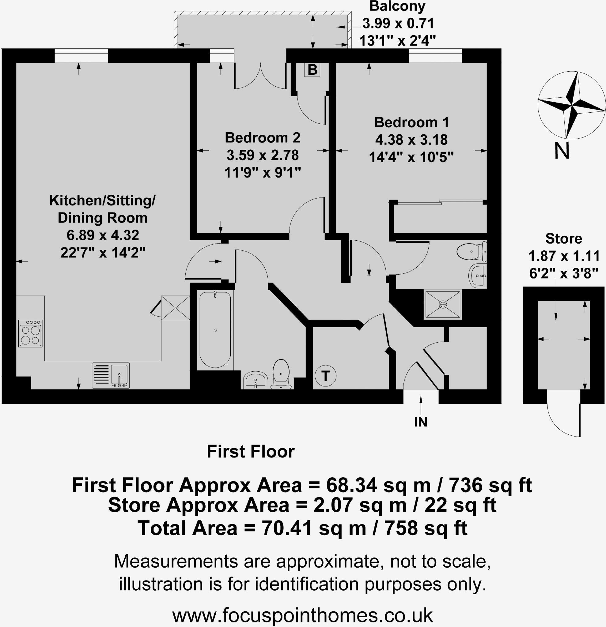 13 Janet Blunt House, Greenhill, Twyford - No onward chain floorplan