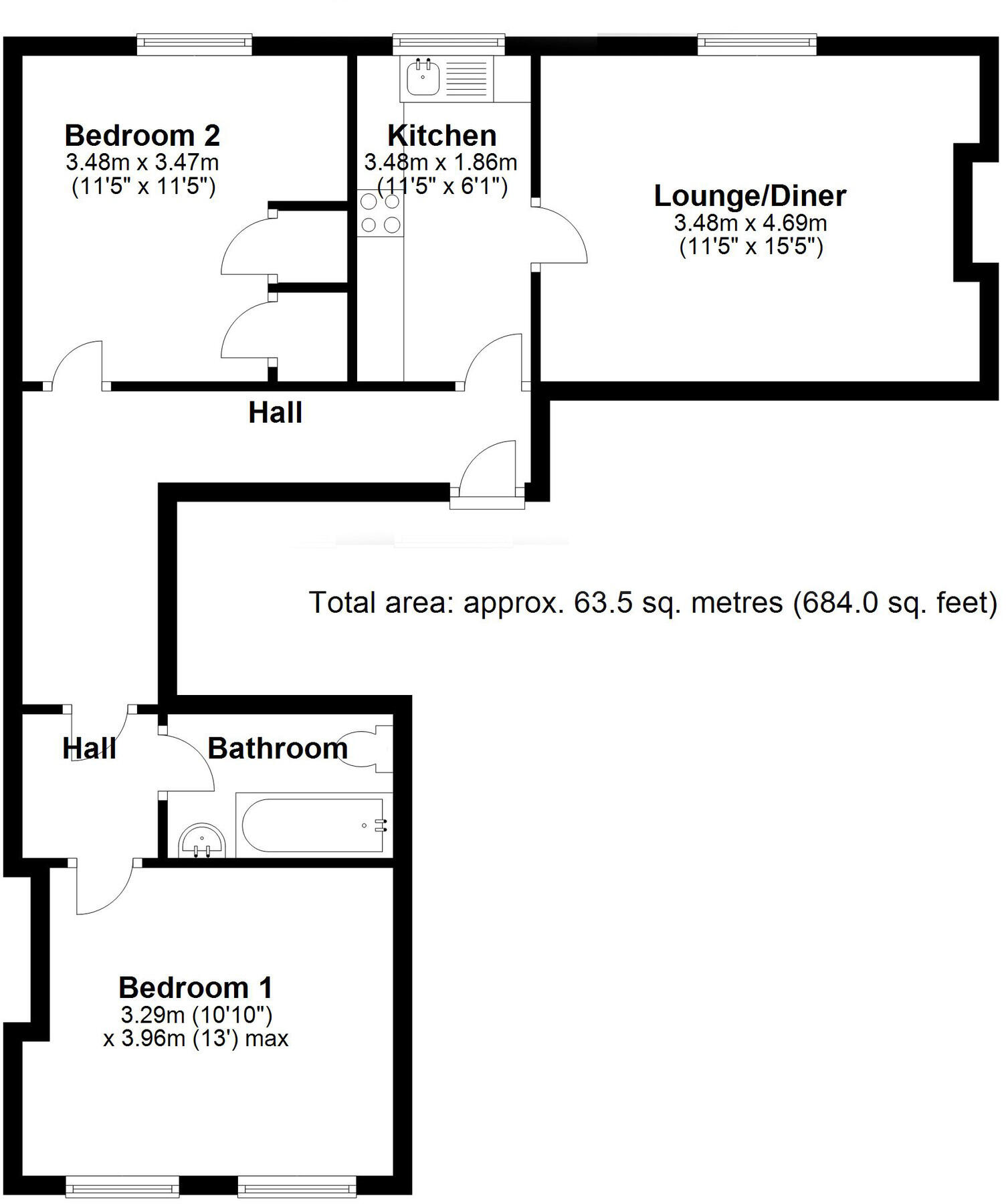 Flat 7 Clarendon House High Street, Newmarket, Suffolk floorplan