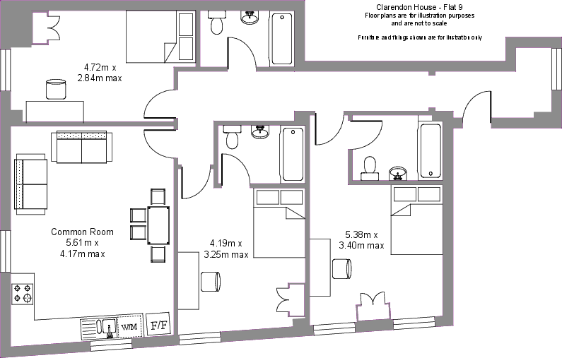 Flat 9, Clarendon House, Clarendon Square, Leamington Spa, Warwickshire floorplan
