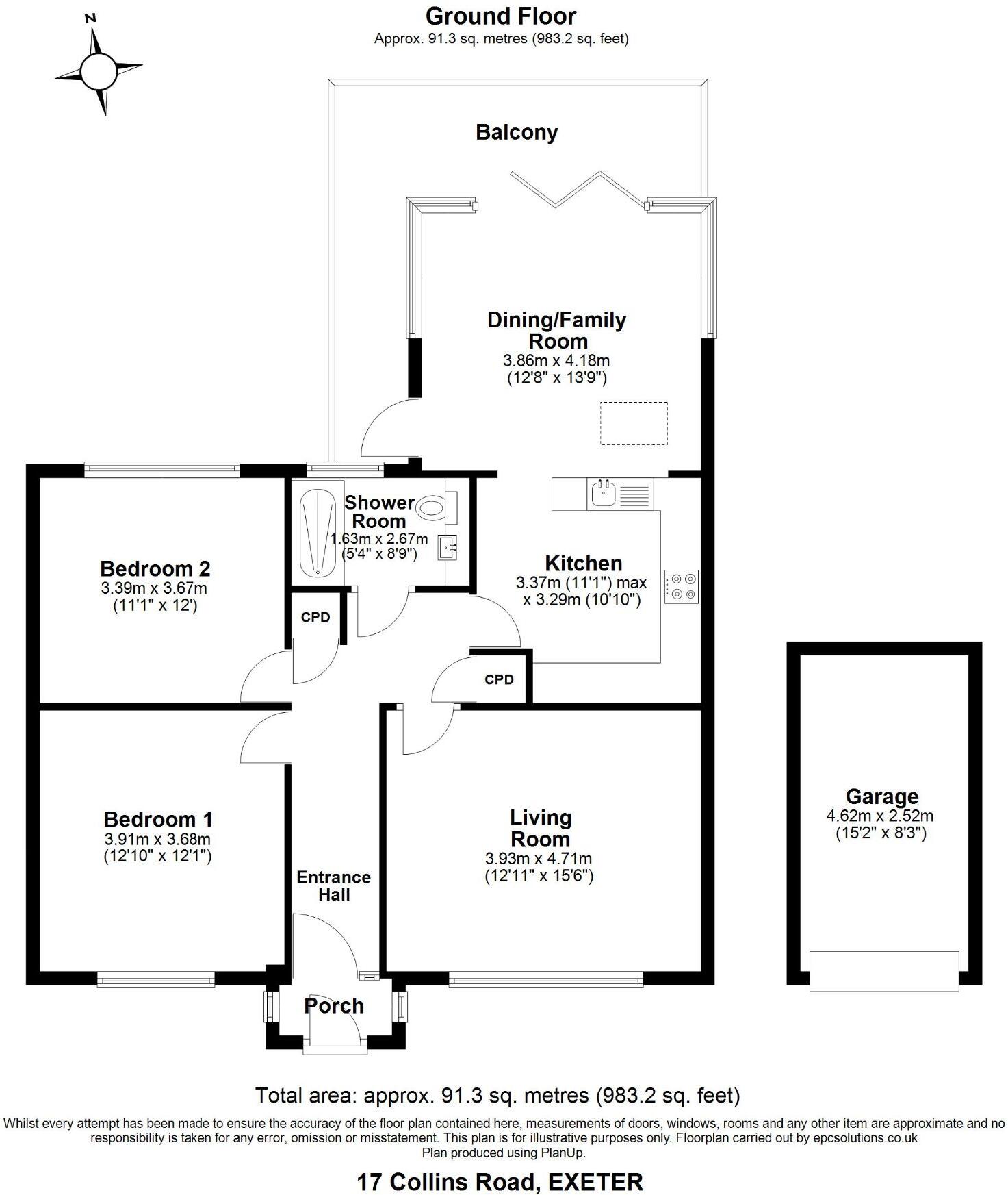 Collins Road, Exeter EX4 5DH floorplan