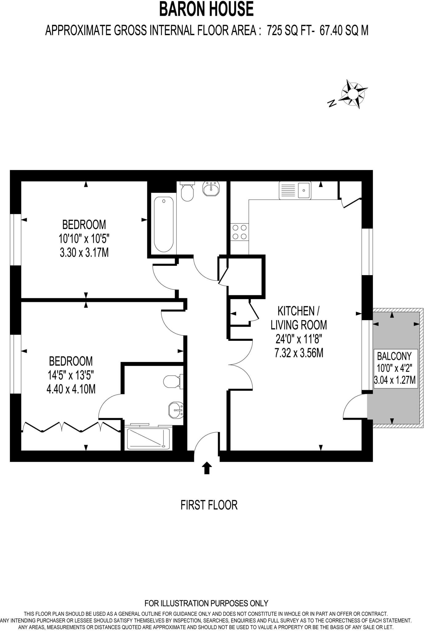 Chapter Way, SW19: 2 bed 1 rec 2 bath  floorplan