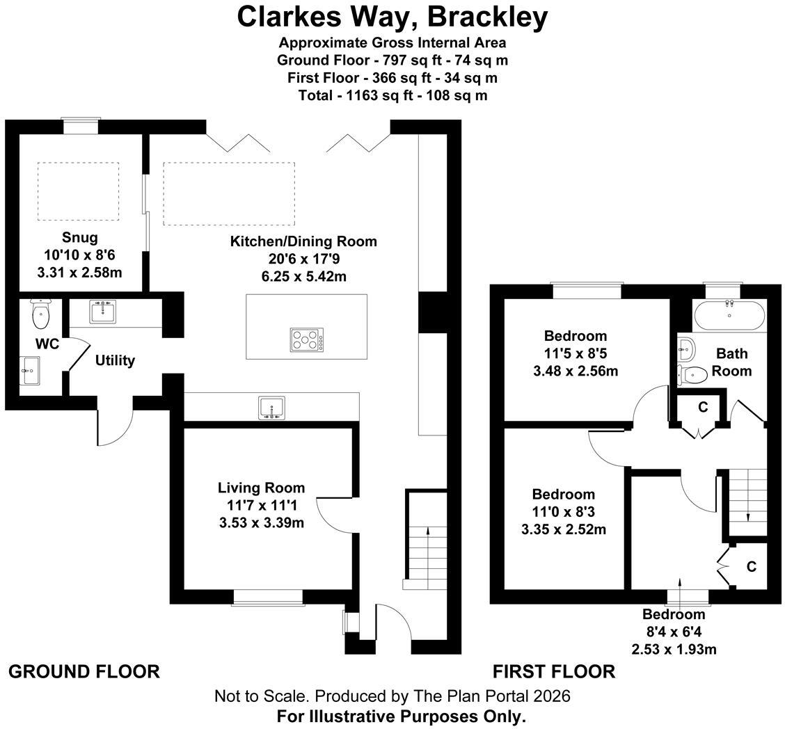 Extended 3 bedroom house on Clarkes Way, Brackley floorplan