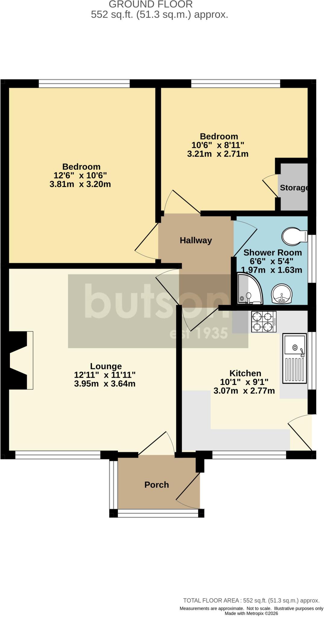 Grasmere Road, Knott-End-On-Sea - Well presented true semi detached bungalow floorplan