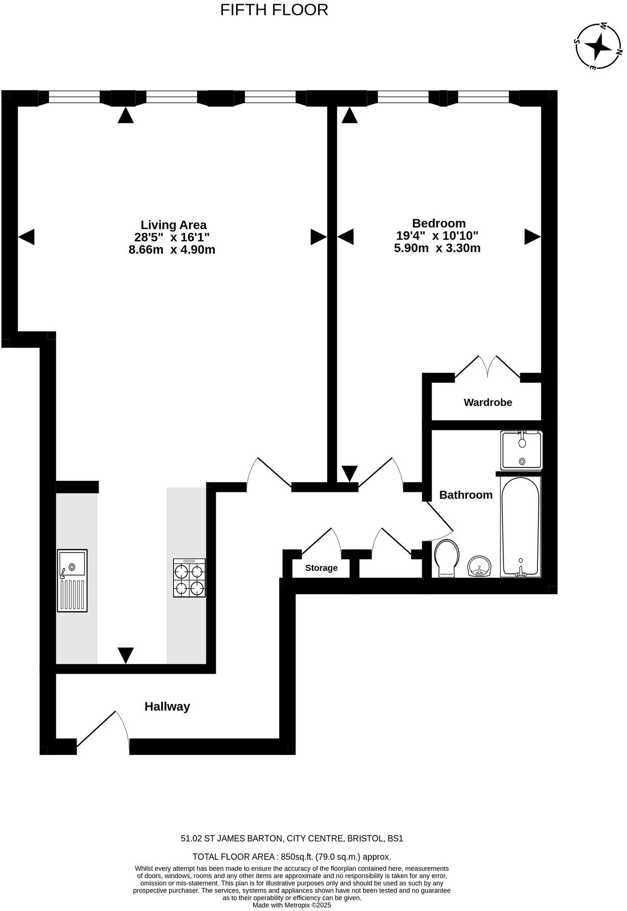 51.02 Apartments, St. James Barton, City Centre, Bristol floorplan