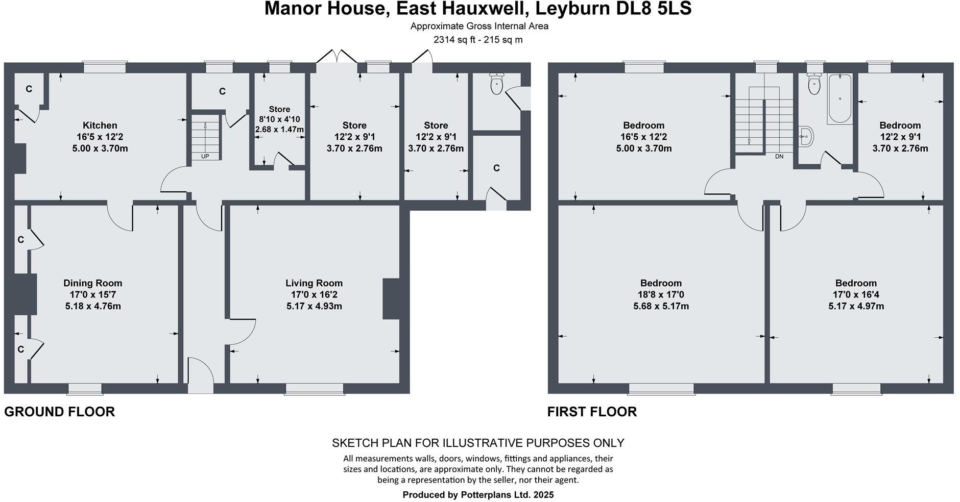 Manor House Farmhouse, East Hauxwell, Leyburn, DL8 5LS floorplan