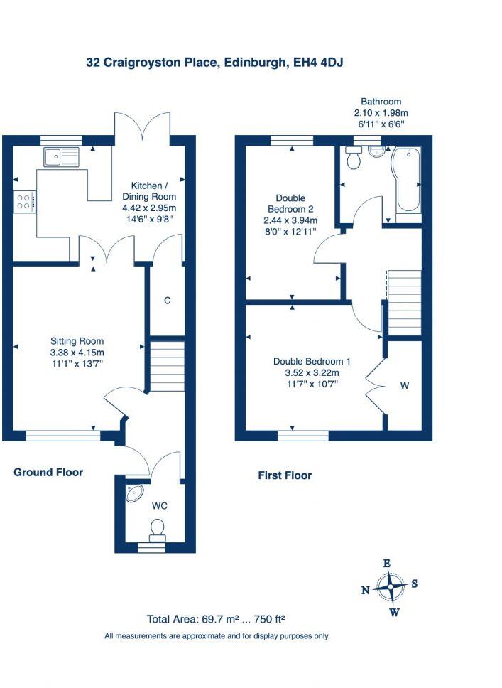 32 Craigroyston Place, Muirhouse, Edinburgh, EH4 4DJ floorplan