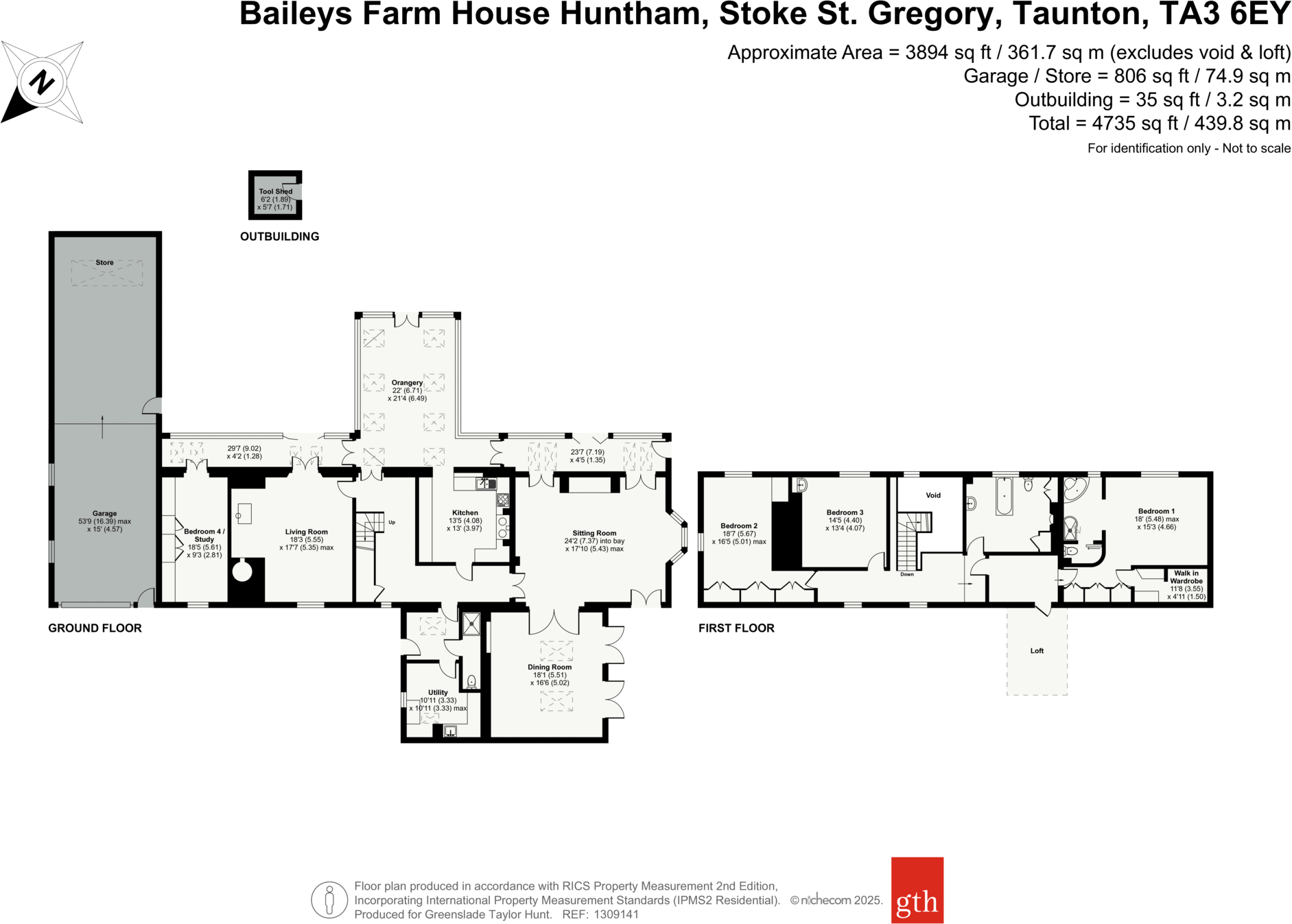 Huntham, Stoke St. Gregory, Taunton, Somerset, TA3 floorplan