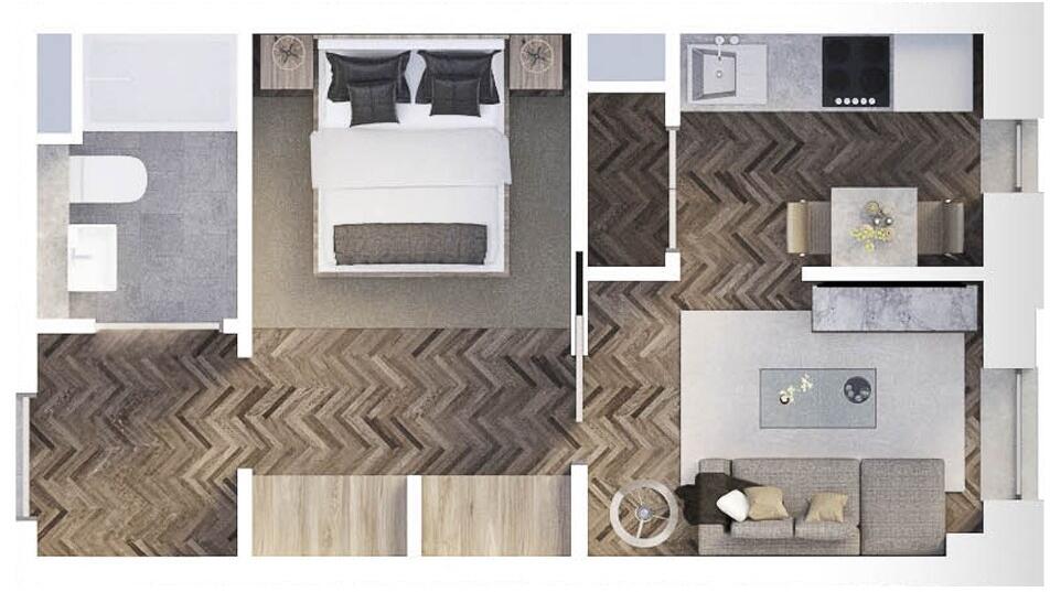 6% Assured NET Rental Returns | The Prestige, Liverpool – Quality Manhattan 1 Bed with City Views floorplan