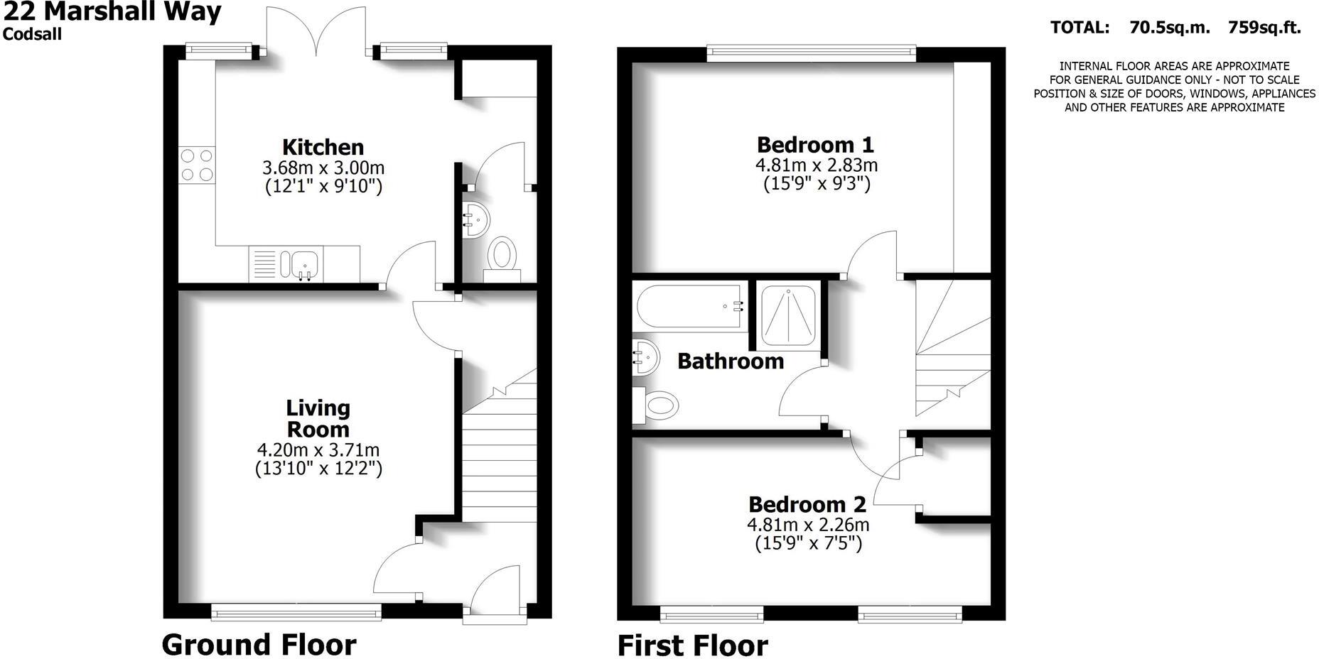 22 Marshall Way, Codsall, Wolverhampton, WV8 1FP floorplan