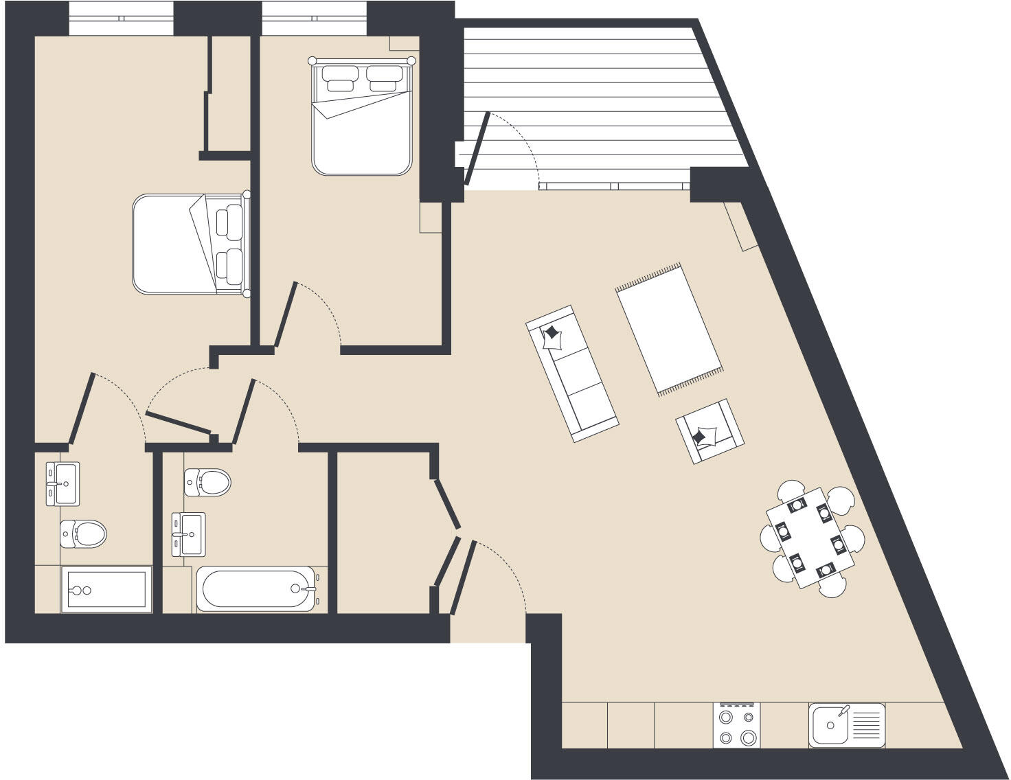 2 bed, 11th floor,  The Halcyon in Fresh Wharf floorplan