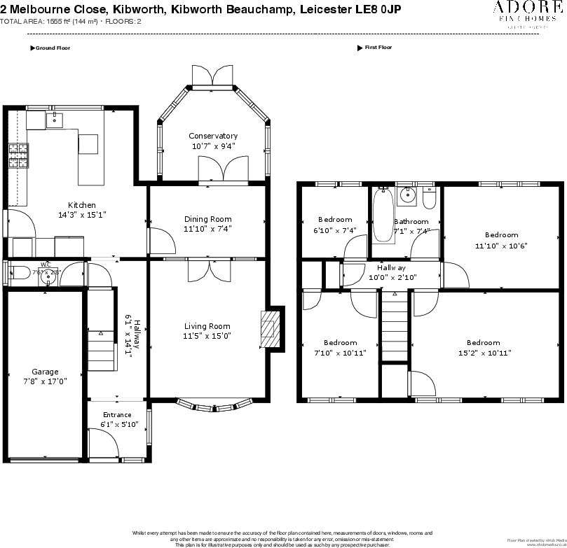 Melbourne Close, Kibworth Beauchamp, Leicestershire floorplan
