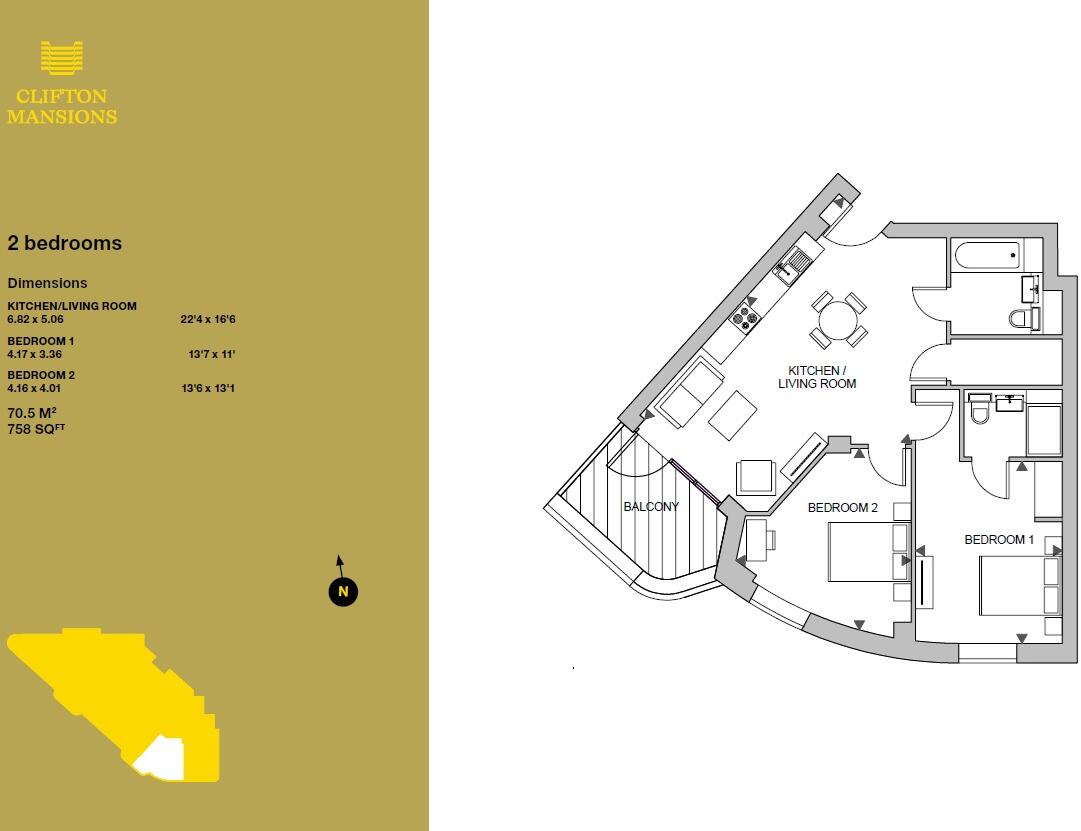 Clifton Mansions, Park Avenue, London, NW2 floorplan