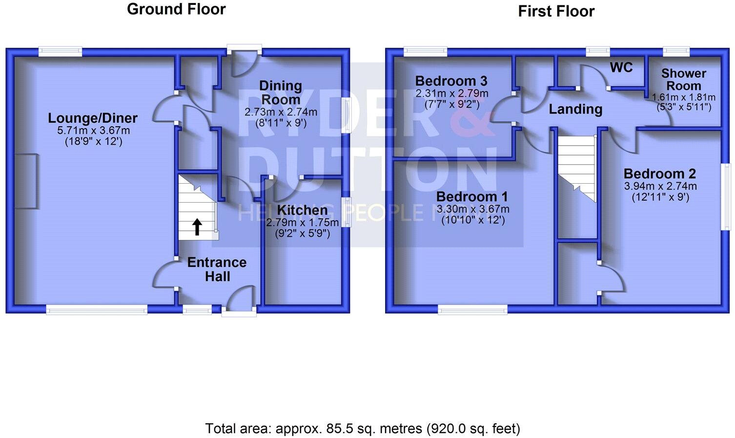 Queensway, Greenfield, Saddleworth, OL3 floorplan
