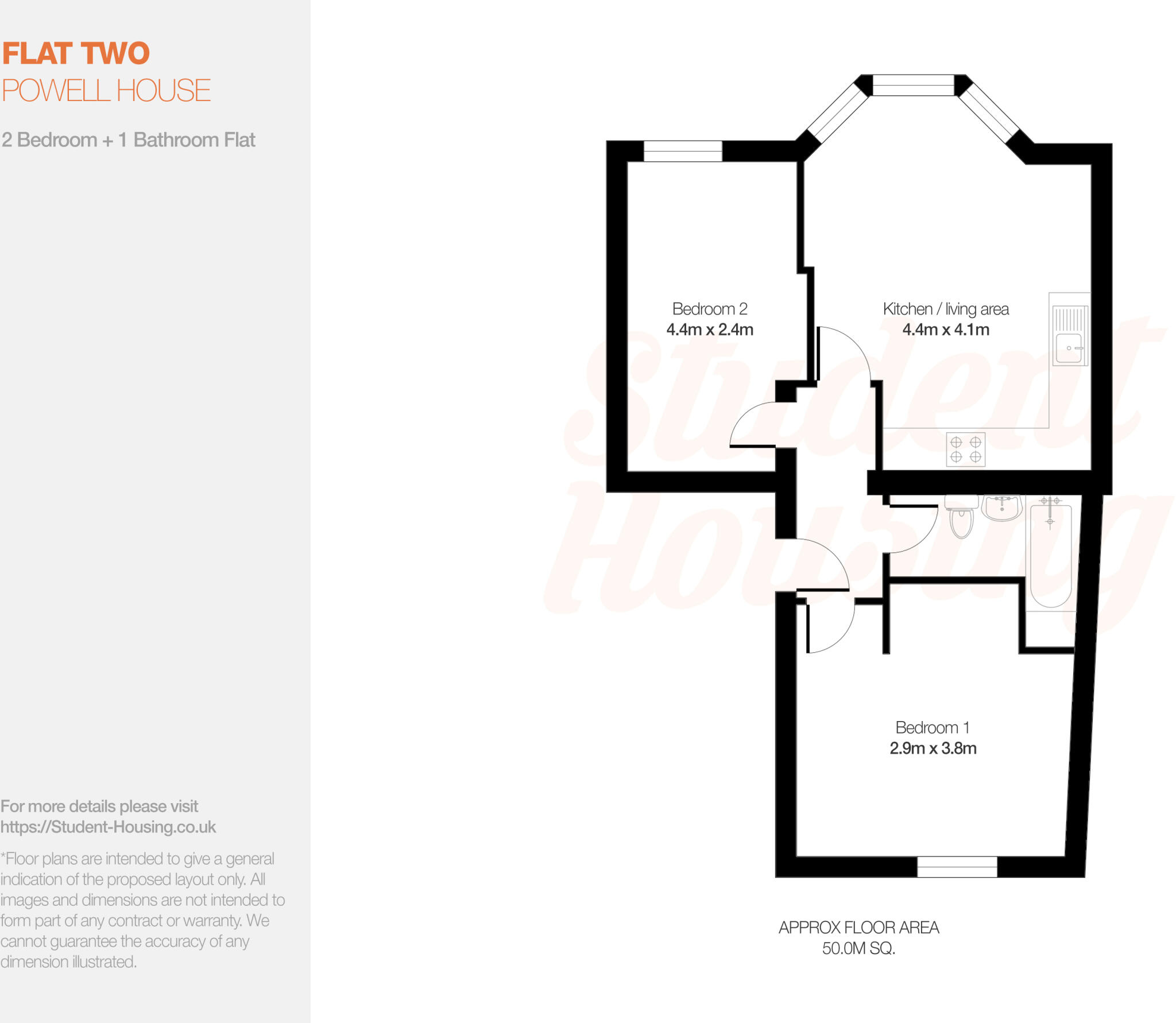 Luxury Apartment // 2 Bed // Powell House // August 2027 floorplan