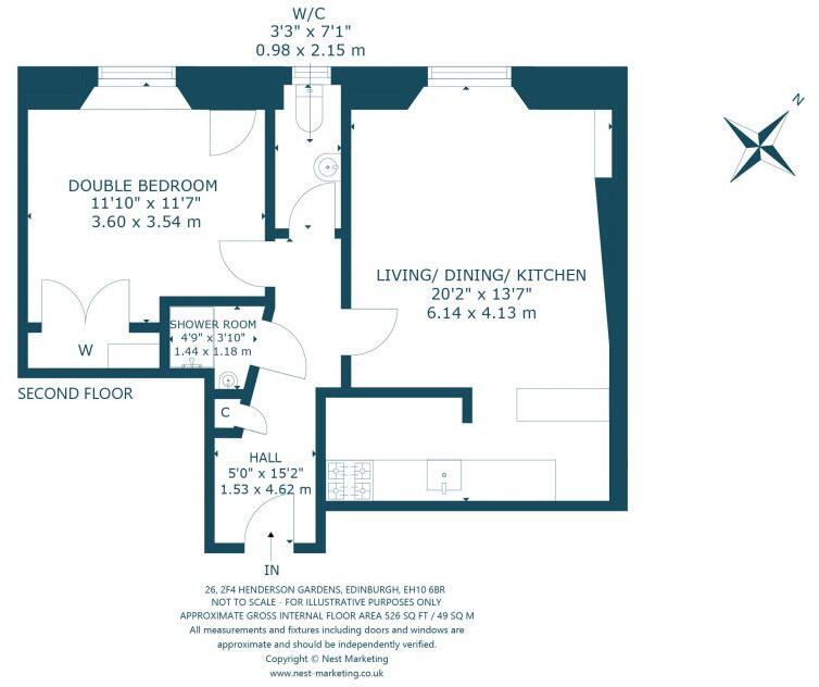 2f4 26 Henderson Gardens, Leith, Edinburgh, EH6 6BX floorplan