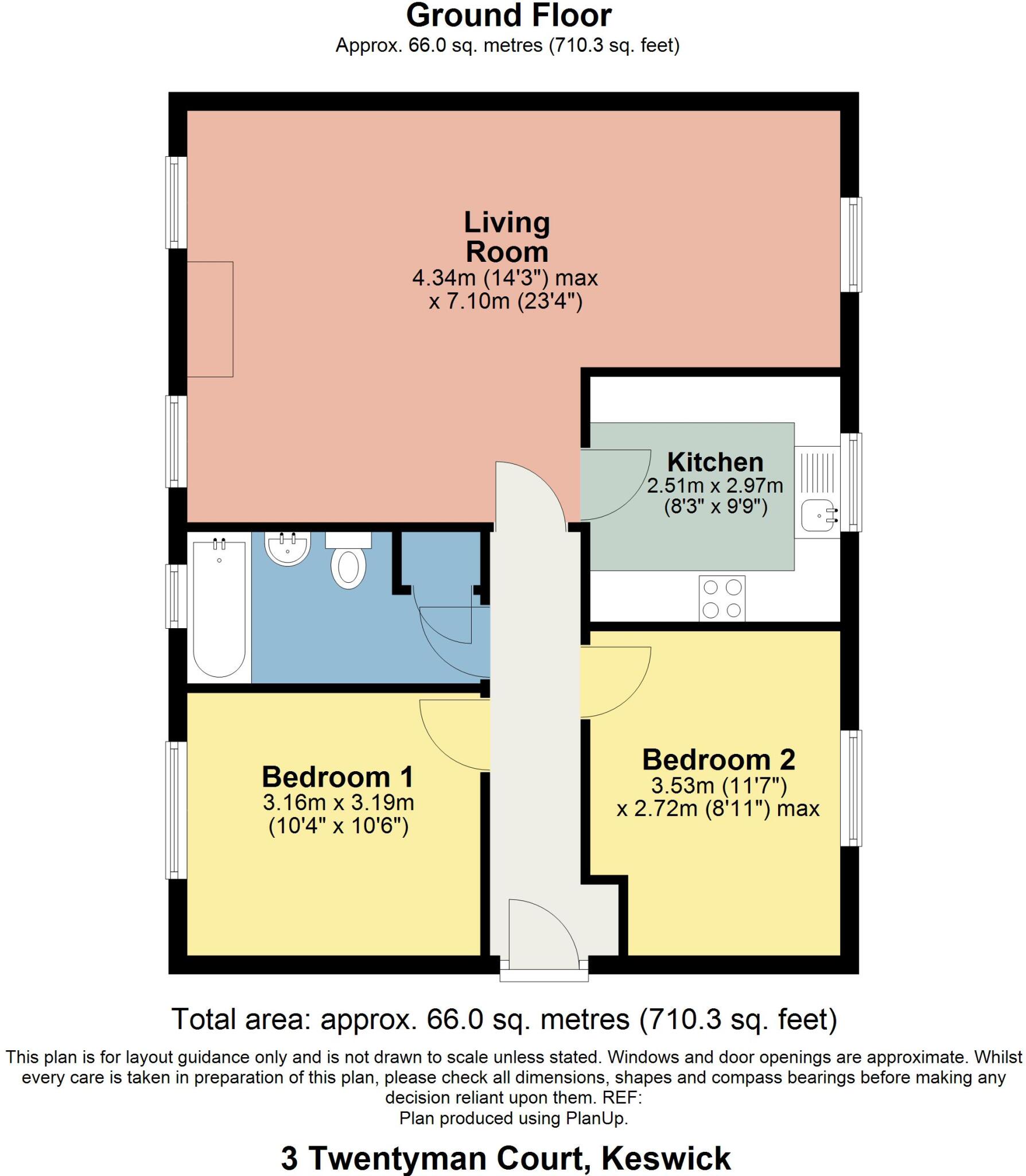 3 Twentyman Court, Penrith Road, Keswick, Cumbria, CA12 4HQ floorplan