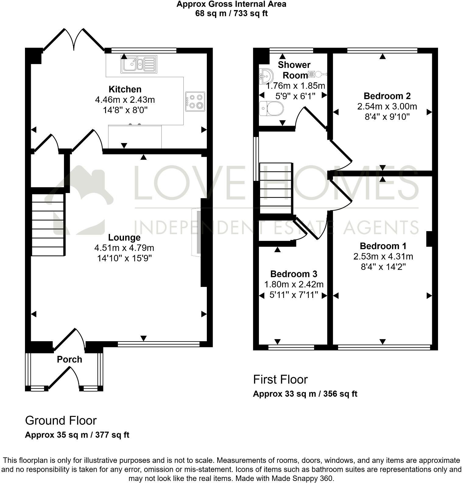 Upton Way, Walshaw | 3 bedrooms | Newly Appointed Kitchen | New Roof & Re-Wire | Turnkey Property floorplan