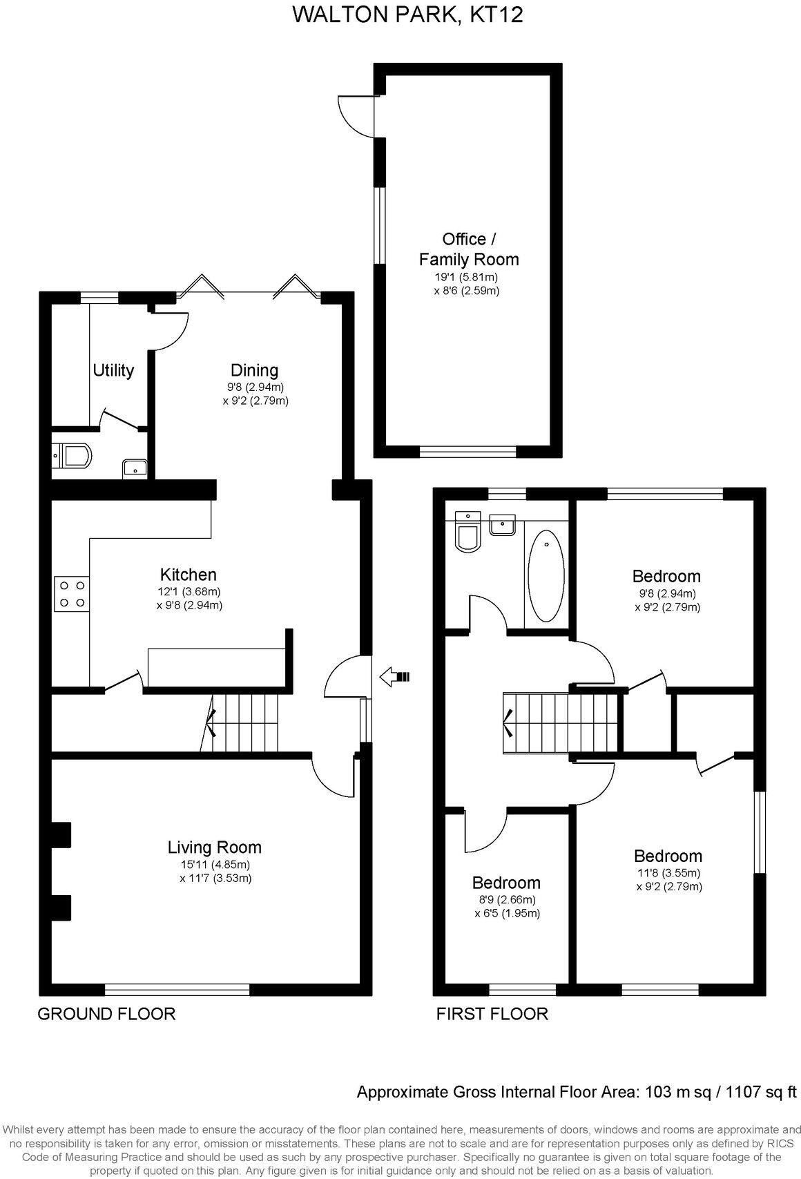 Walton Park, WALTON-ON-THAMES, KT12 floorplan