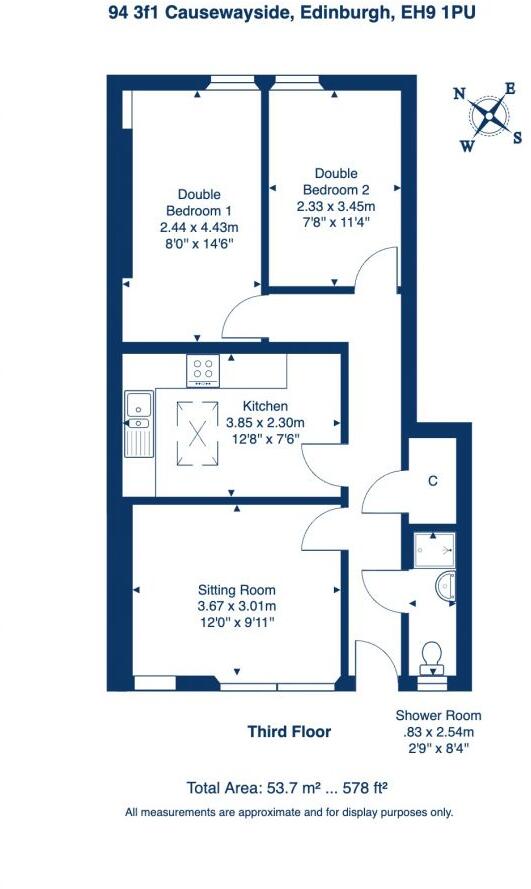 94 (3F1) Causewayside, Edinburgh, EH9 1PU floorplan