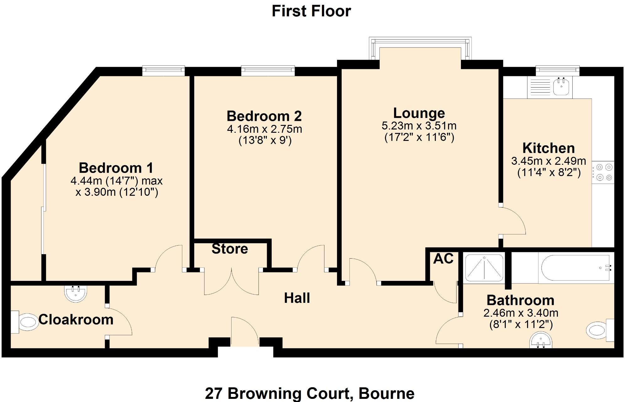 27 Browning Court, Manning Road, Bourne, Lincs, PE10 9FA floorplan