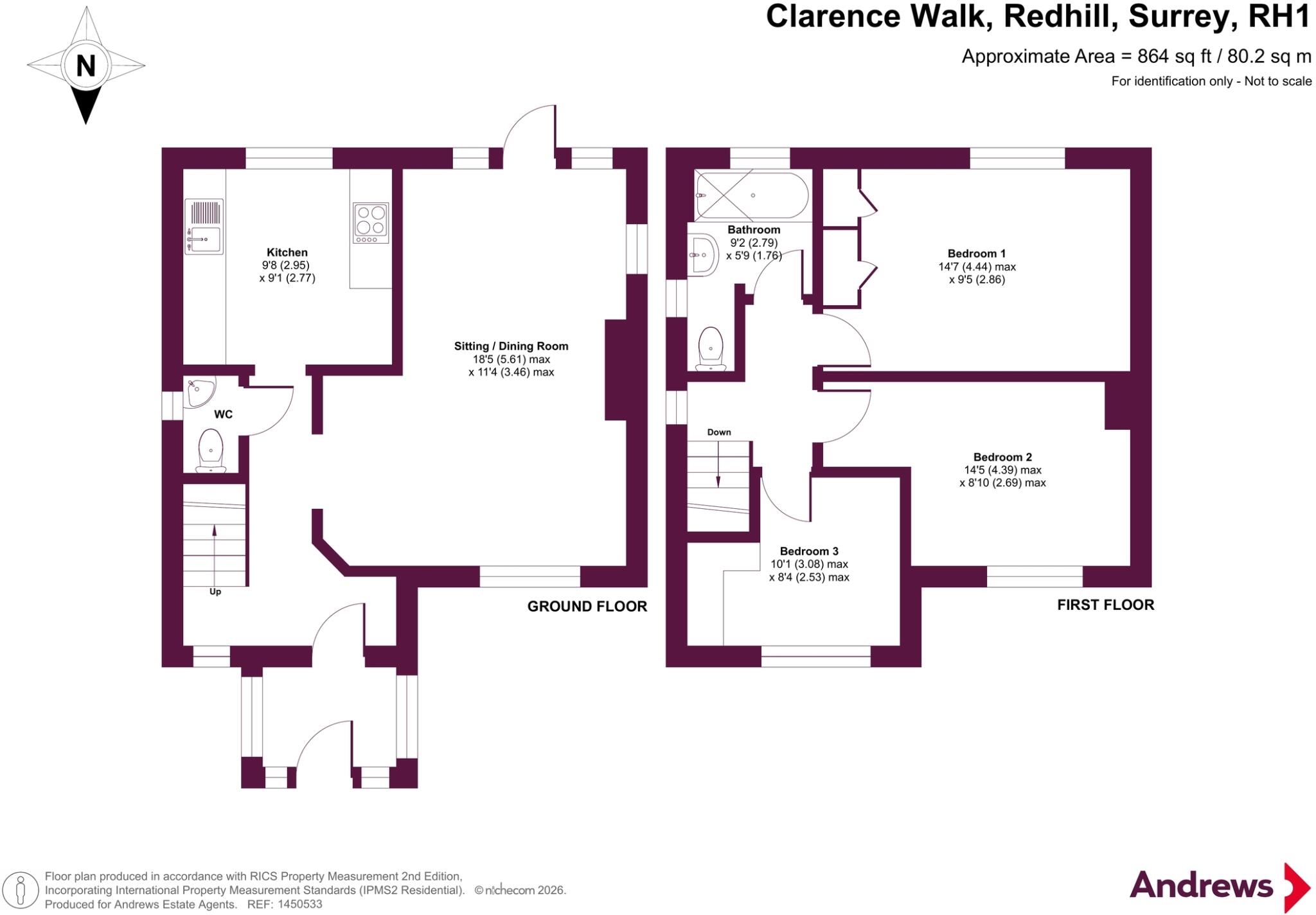 Clarence Walk, Redhill, Surrey, RH1 floorplan