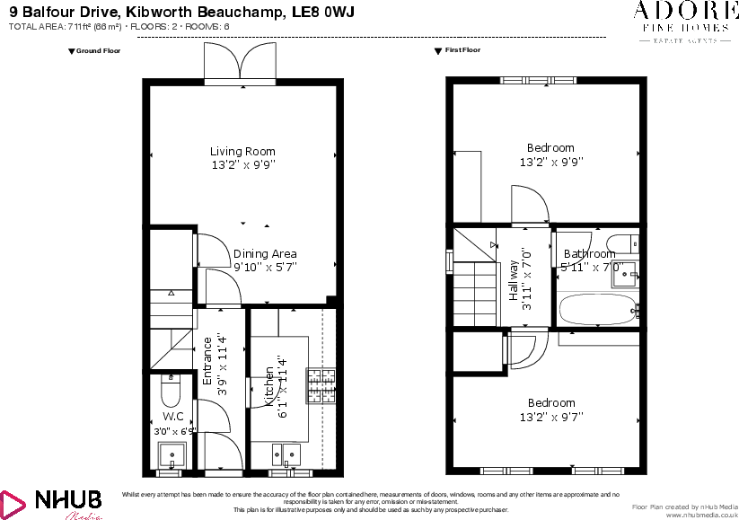 9 Balfour Drive, Kibworth, LE8 0WJ floorplan