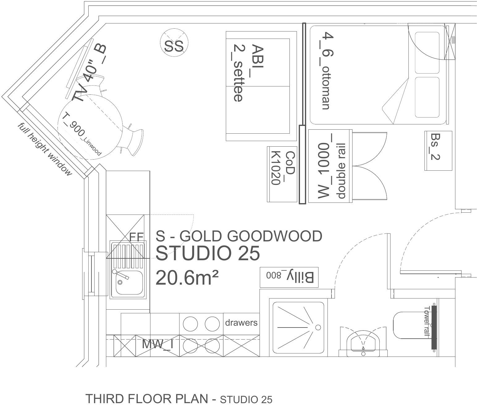 Gold Goodwood- Studio 25 |Verney St floorplan