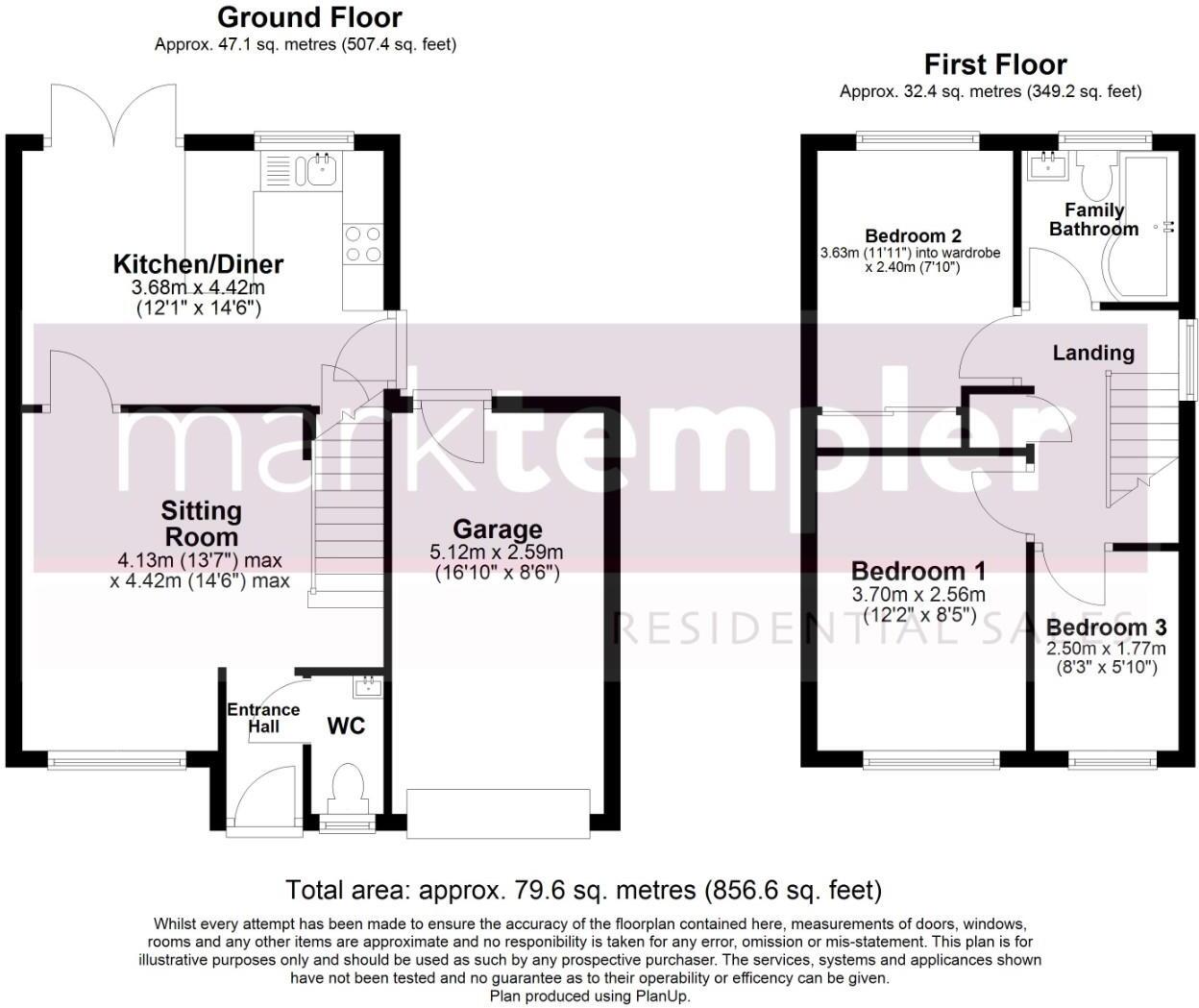 Three bedroom home in a quiet cul-de-sac in Yatton village floorplan