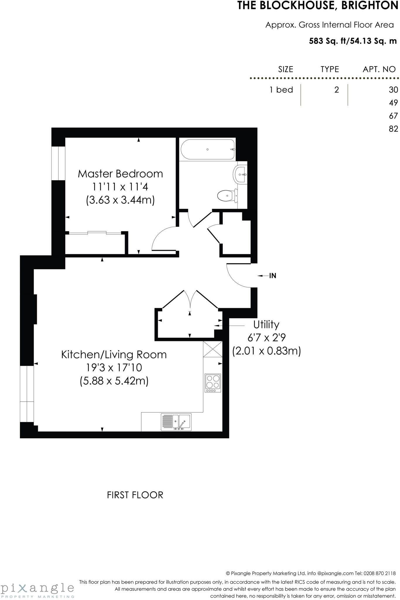 Apartment 53, Block House A, Brighton floorplan