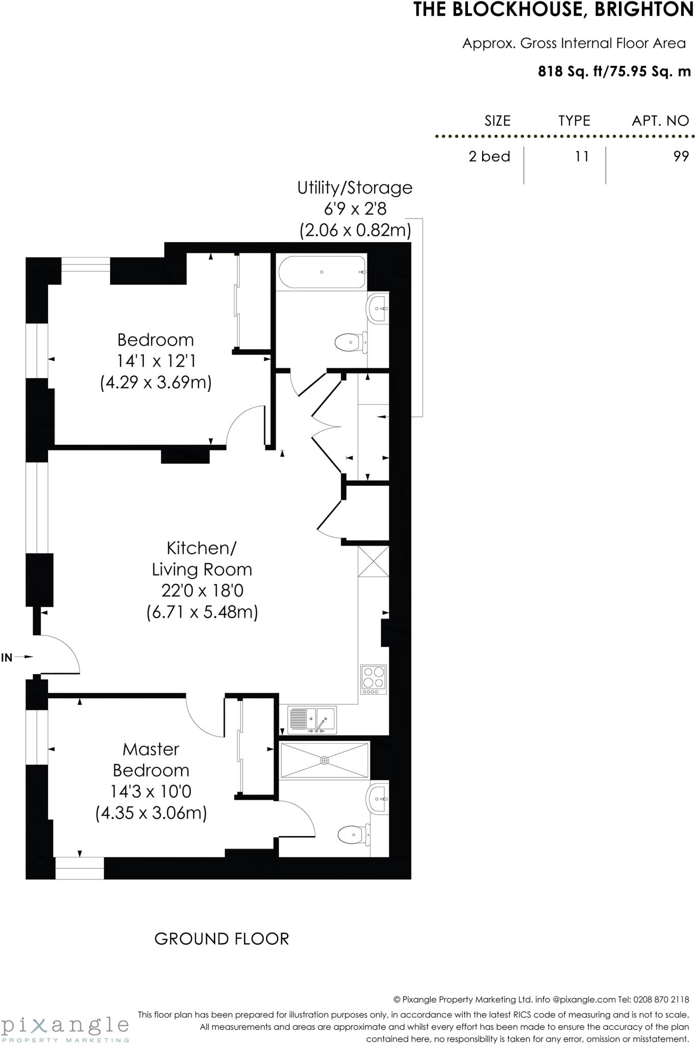 Apartment 2, Block House B, Brighton floorplan