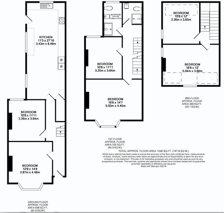 Derby Grove, Nottingham, Nottinghamshire, NG7 floorplan