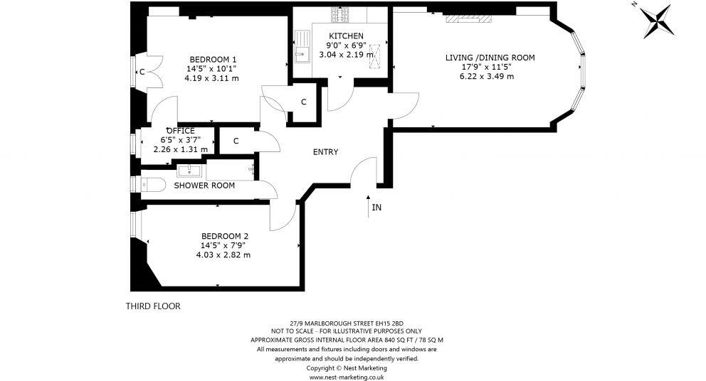 27/9 Marlborough Street, Edinburgh, EH15 2BD floorplan