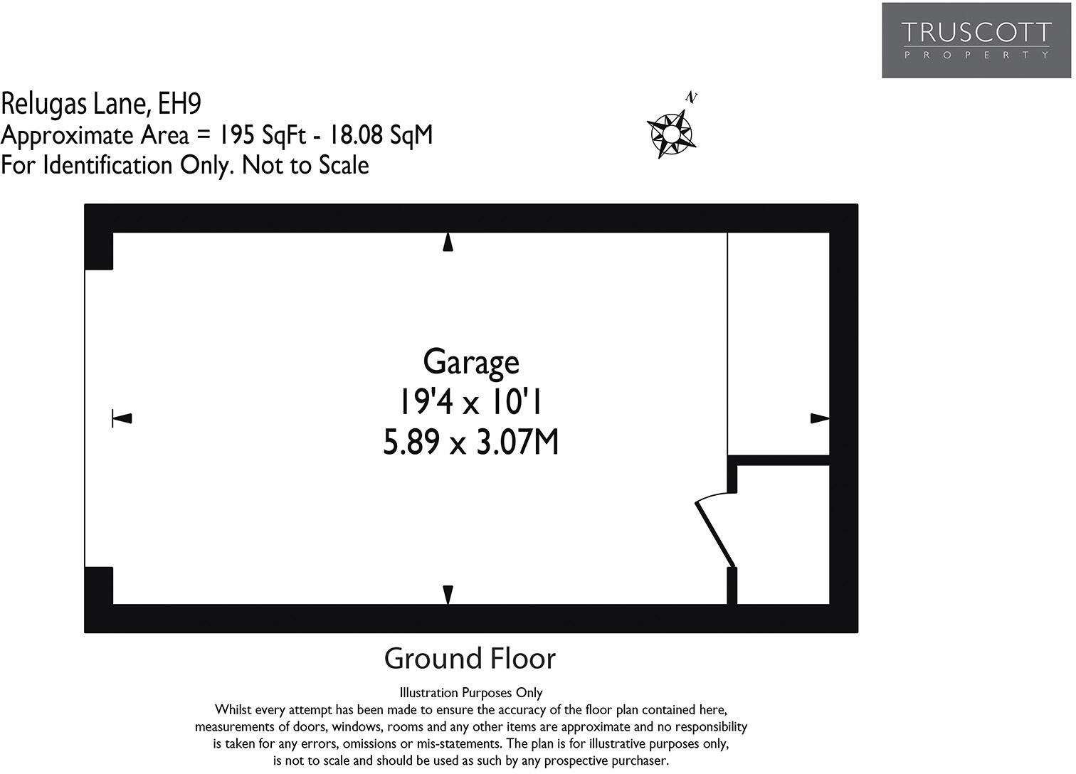 Garage at 23 Relugas Lane, The Grange, Edinburgh, EH9 2LS off Relugas Road floorplan