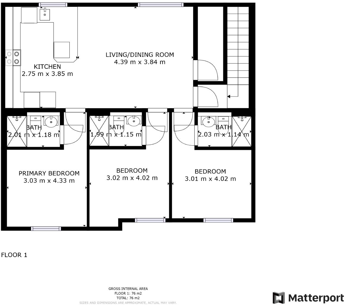 Flat 3, 24 Kilbourn Street, Nottingham, NG3 1BS floorplan