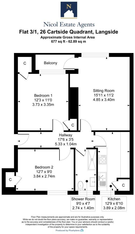 Cartside Quadrant, Langside floorplan