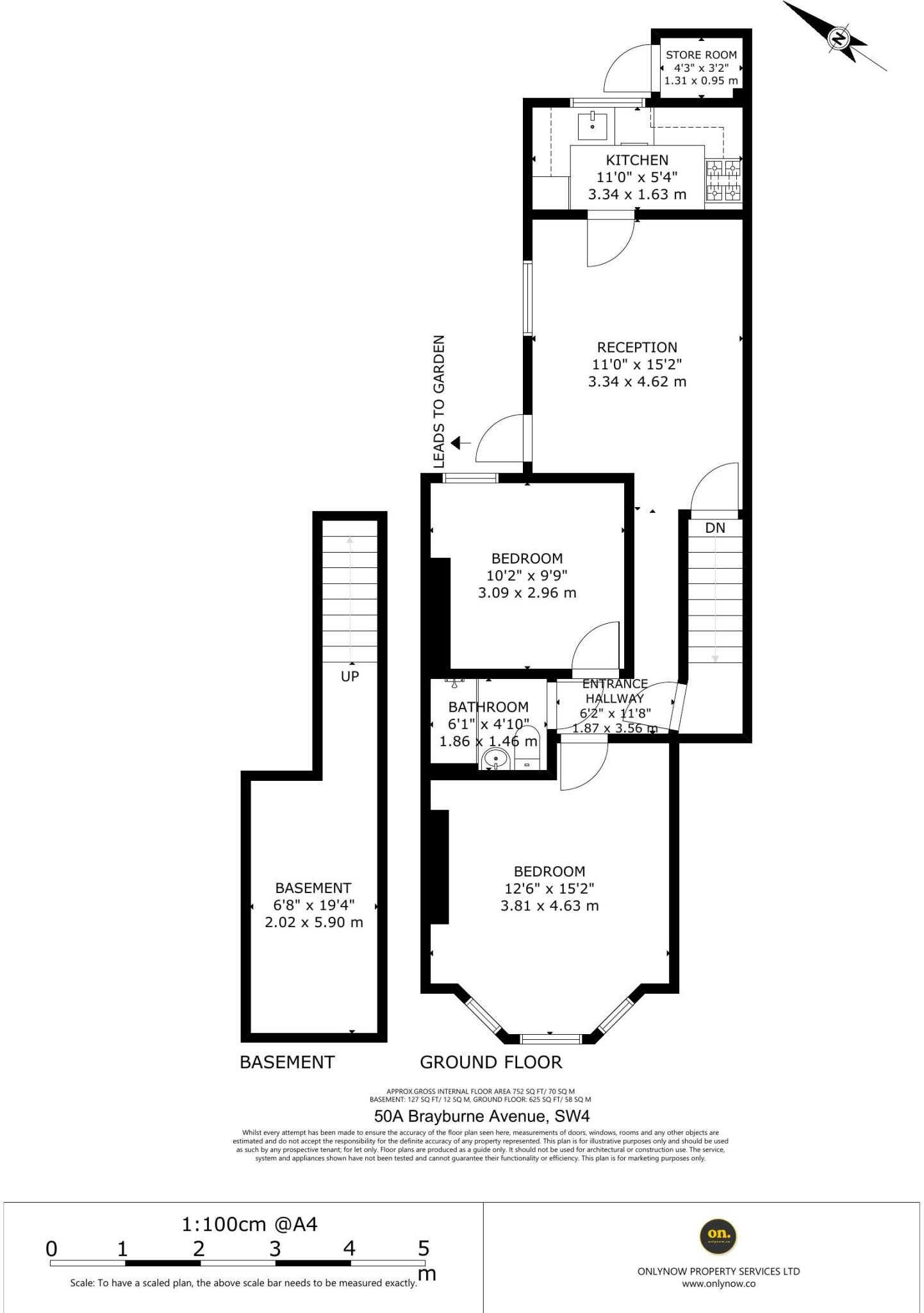 2 Bed Garden apartment,Brayburne Avenue floorplan