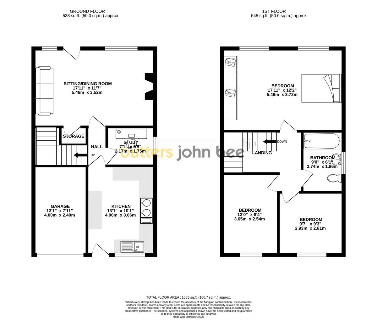 Westlands, Bignall End floorplan