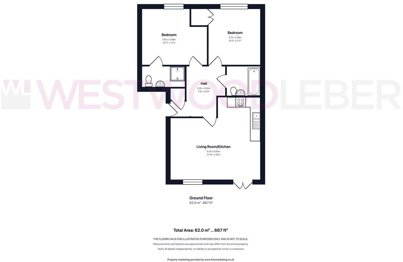 Waterfall Close, Hoddesdon | Ground Floor & Direct Access to Communal Gardens floorplan