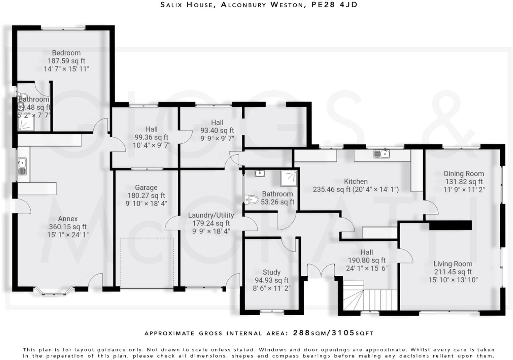 Salix House, Hamerton Road, Alconbury Weston, Huntingdon, Cambridgeshire, PE28 4JD floorplan