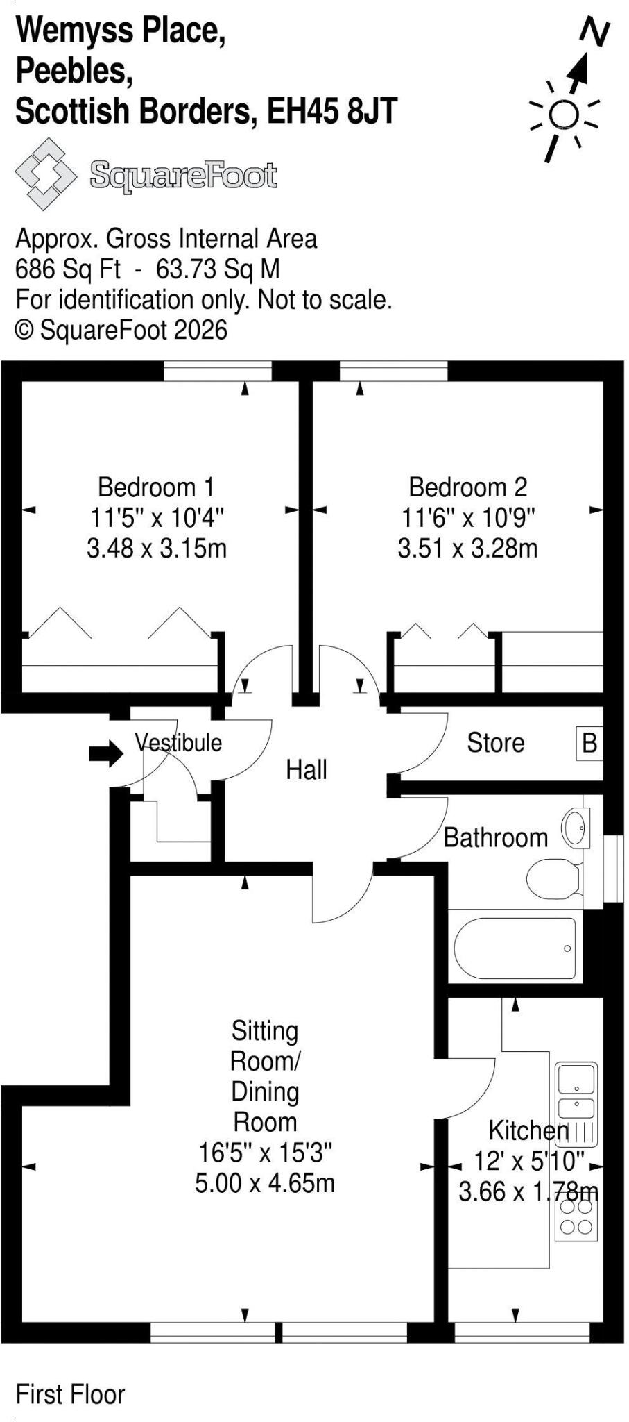 15 Wemyss Place, Peebles, EH45 8JT floorplan