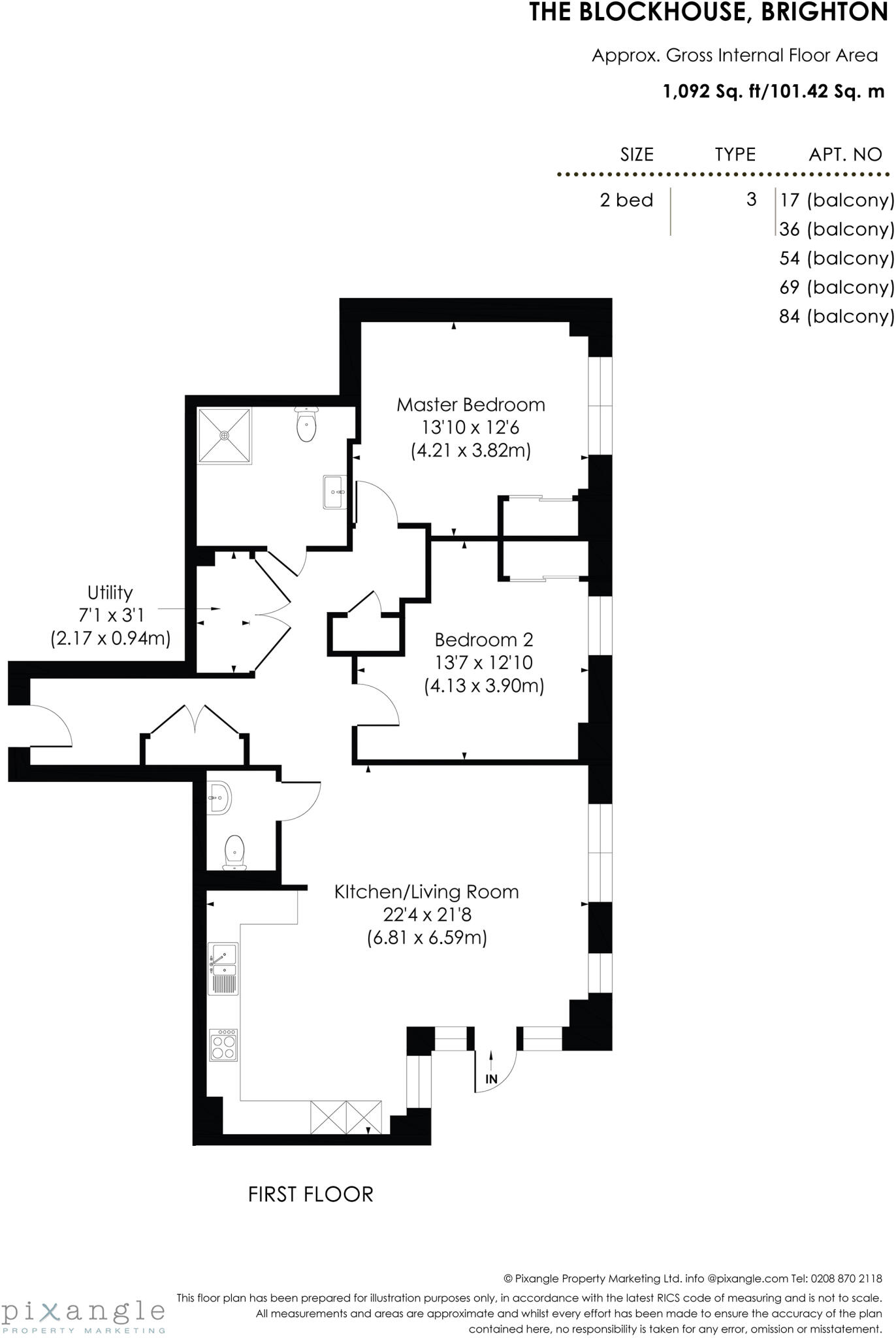 Apartment 40, Block House A, Brighton floorplan