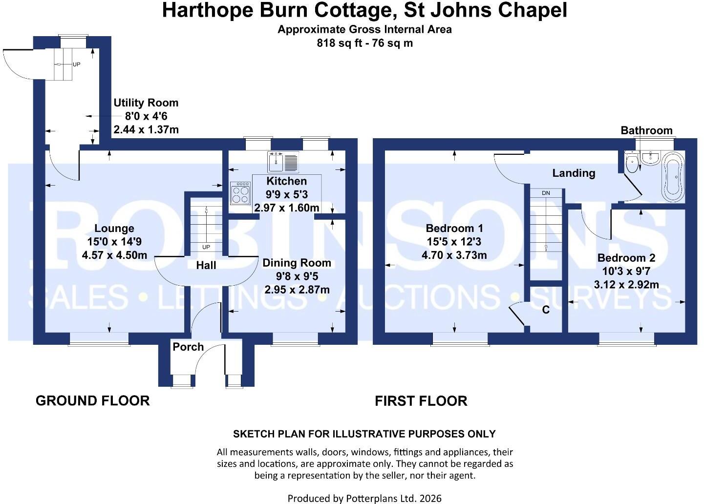 Harthope Burn, St. Johns Chapel, Weardale floorplan