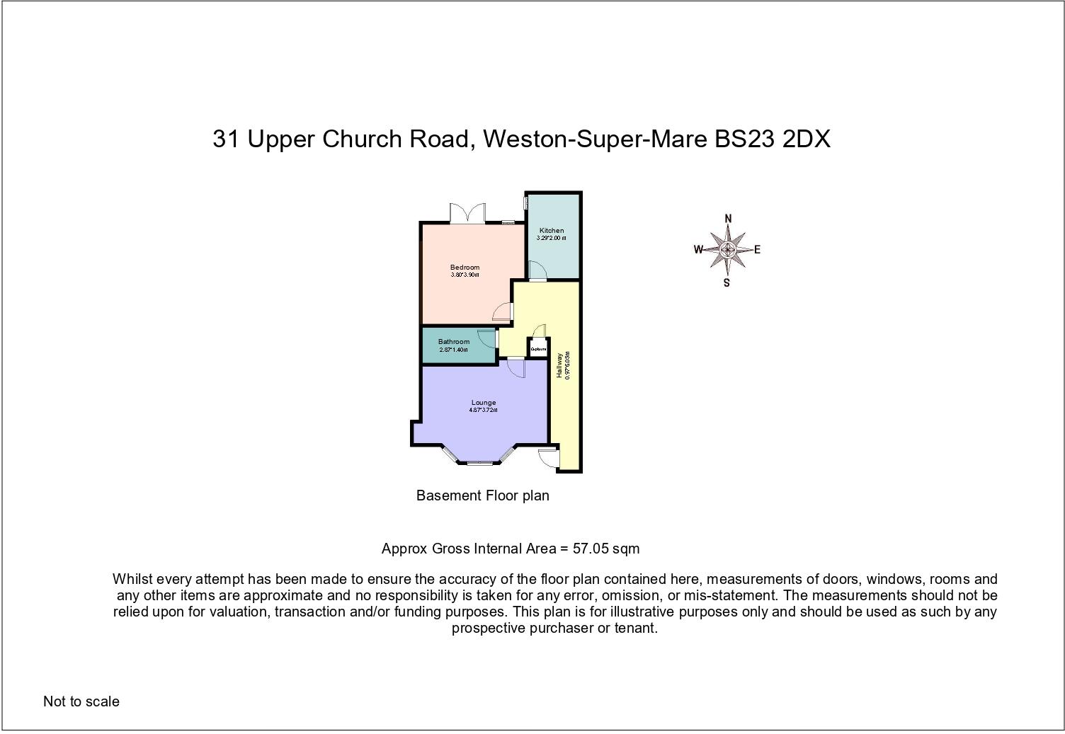 Basement Flat, 31 Upper Church Road, Weston-Super-Mare BS23 2DX floorplan
