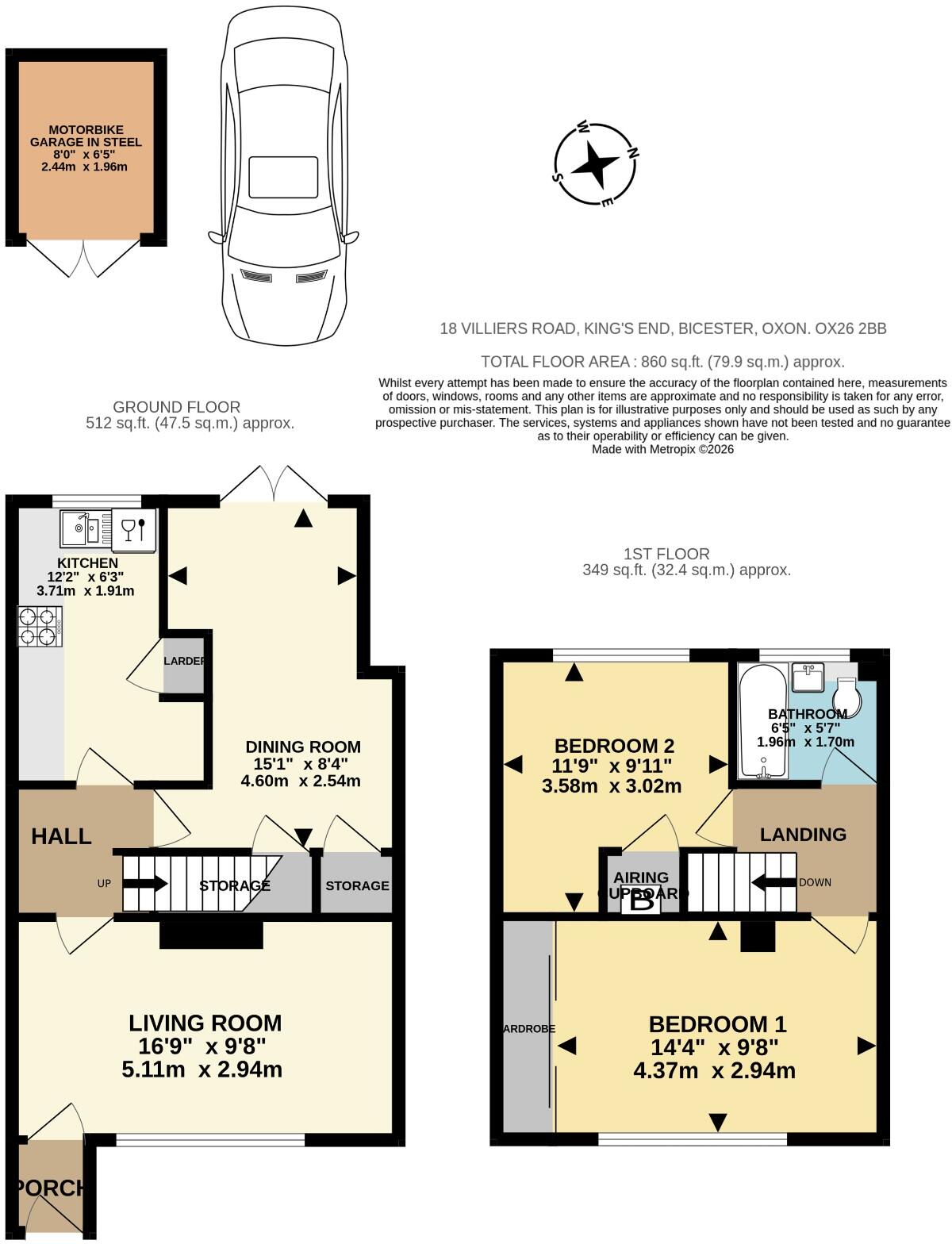 Villiers Road, Bicester, Oxfordshire, OX26 floorplan