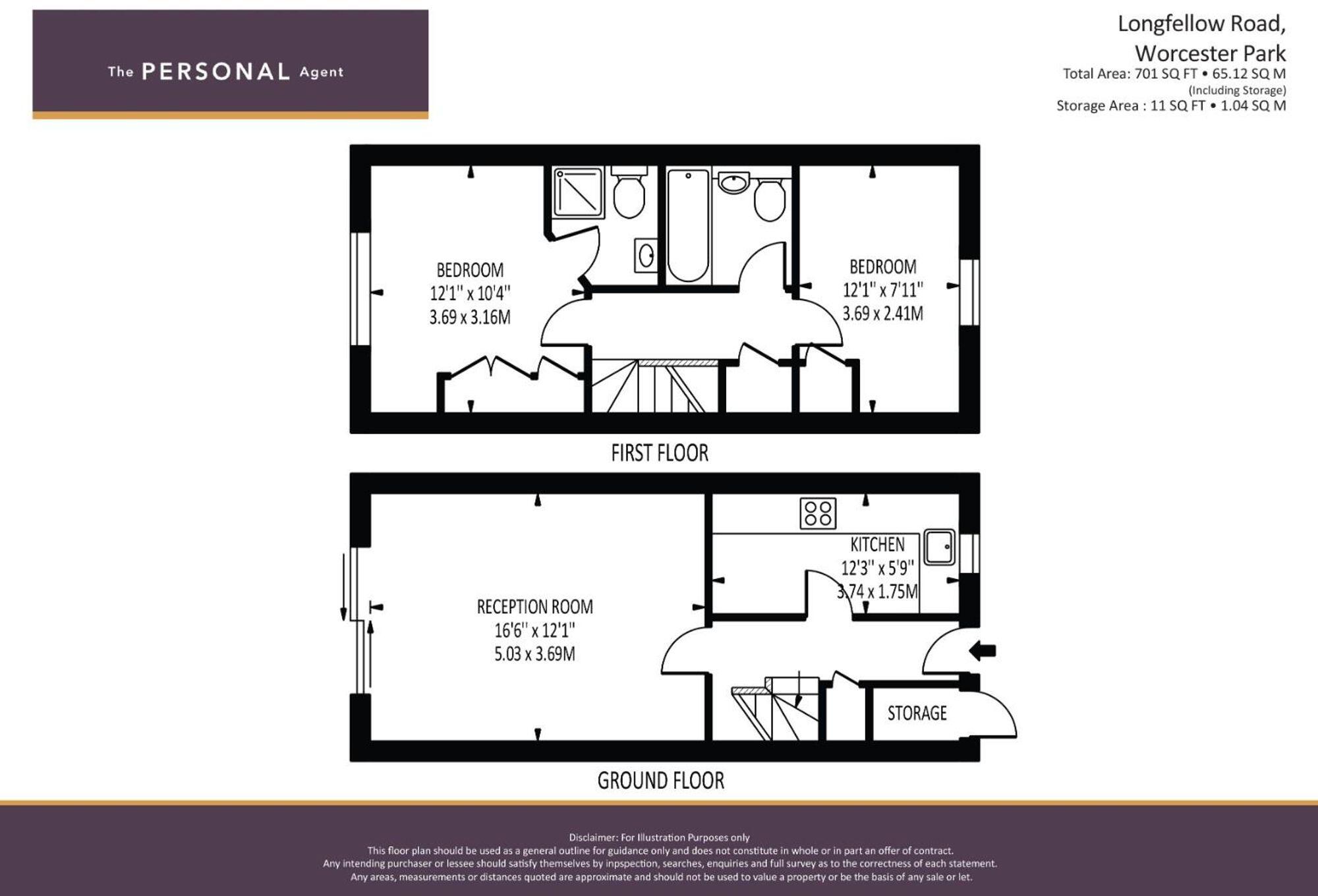 Longfellow Road, Worcester Park, KT4 floorplan
