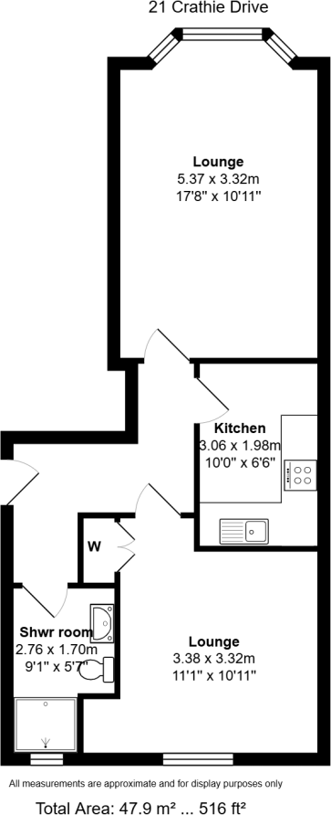 1/3, 21 Crathie Drive, Thornwood, Glasgow G11 7XE floorplan