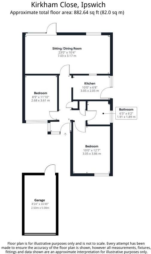 6 Kirkham Close, Ipswich, Suffolk, IP2 9BD floorplan
