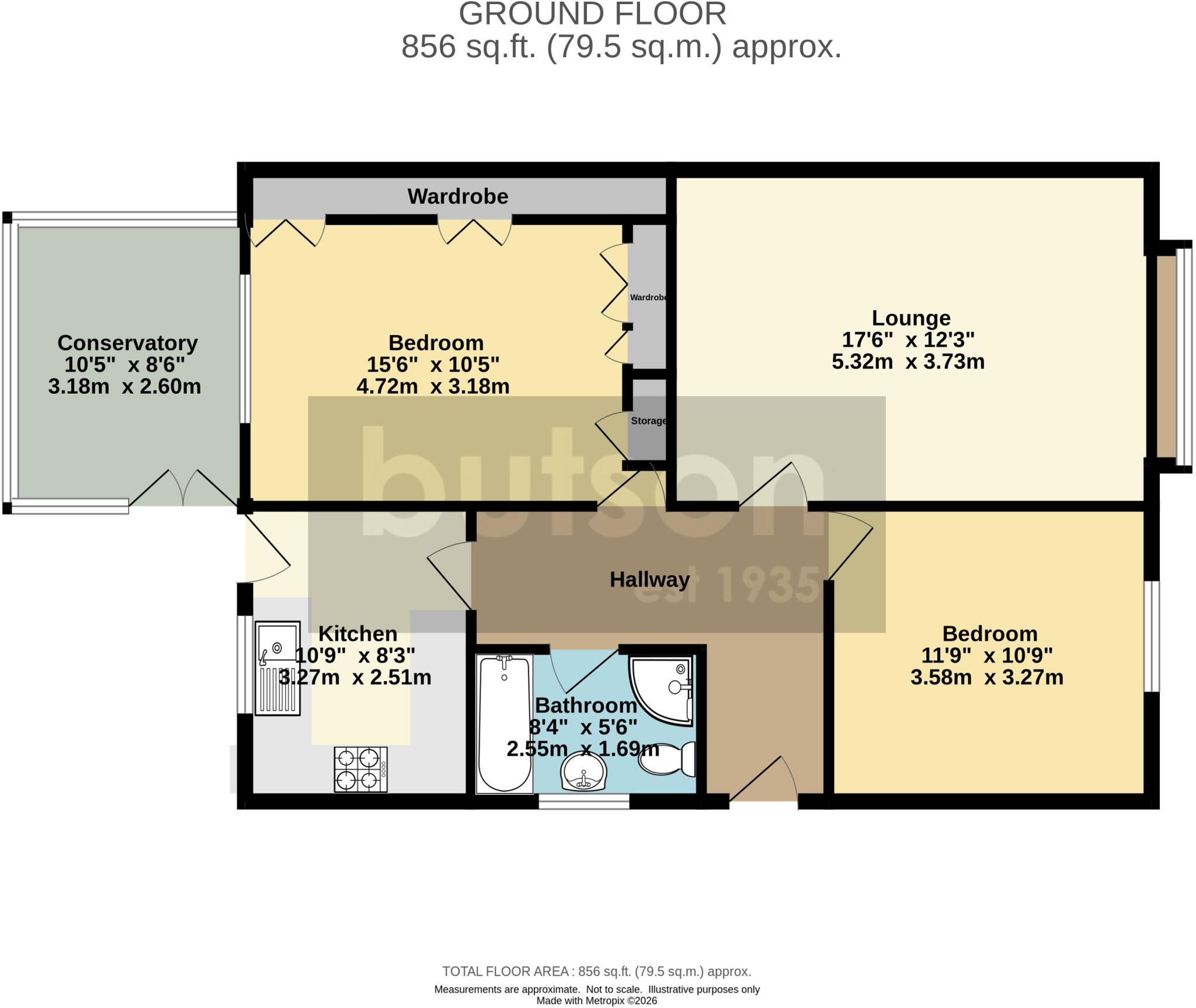 Detached True Bungalow With No Onward Chain - 64 Quail Holme Road, Knott End, FY6 0BT floorplan